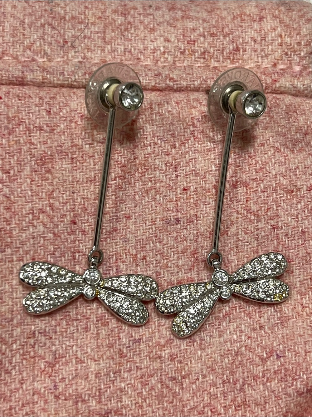 Swarovski Silver Crystal Dragonfly Drop Earrings